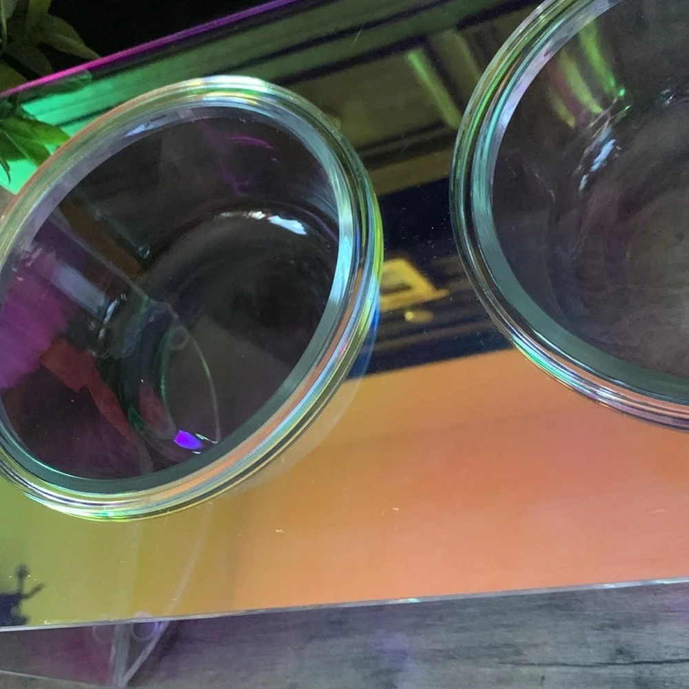 KAMANG HOLOGRAPHIC PET GLASS BOWL FEEDER FOR CATS & DOGS